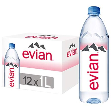 Evian Natural Spring Water  Premium Water Bottles  33.8 Fl Oz (Pack of 12)