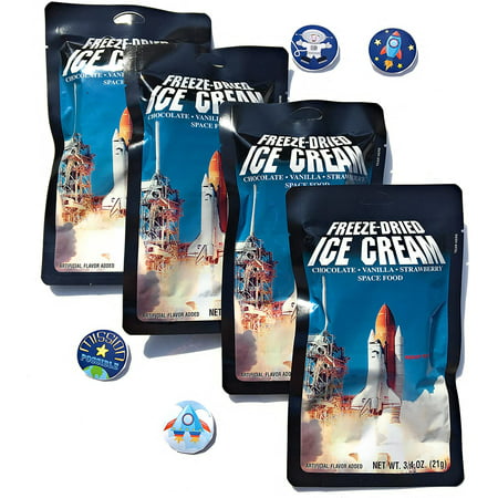 LuvyDuvy Freeze Dried Ice Cream Neapolitan Sandwich (Vanilla-Strawberry-Chocolate) and Space Sticker Party Bundle