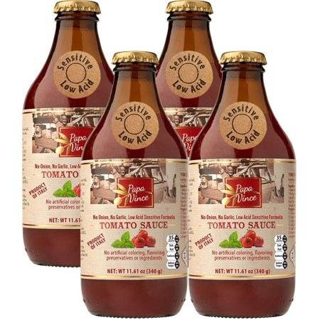PapaOurnal Vince Pasta Tomato Sauce: No Onion No Garlic No Sugar Added Low Acid for Sensitive Stomach Glass Canned No Coloring No Preservative No Addi