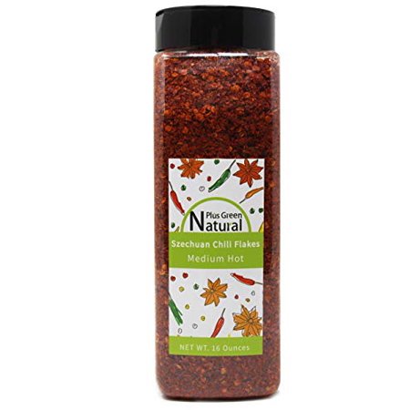 Premium Sichuan Chili Flakes 16 Ounces  Medium Hot  Szechuan Crushed Red Pepper Flakes Bulk  Essential Spice Seasoning for Making Kimchi  Chili Oil  S