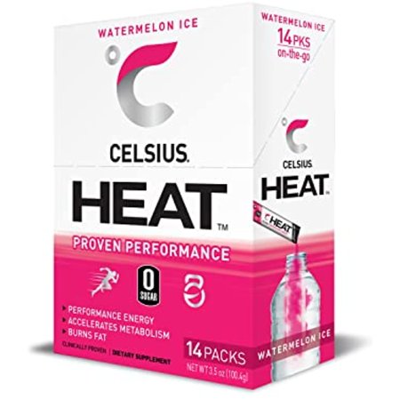 Celsius Heat on-the-Go Performance Energy Powder Stick Packets  Watermelon Ice (Pack of 14)