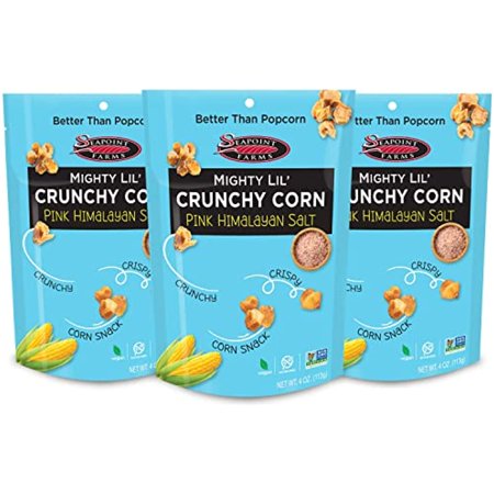 Seapoint Farms Mighty Lil’ Crunchy Corn  Pink Himalayan Salt  Vegan  Gluten-Free  Non-Gmo  and Kosher Crunchy Snack for Healthy Snacking  4 Oz  (Pac