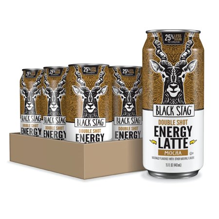 Black Stag Double Shot Energy Latte  Mocha Flavored  Ready to Drink  12 Pack - 15oz Cans