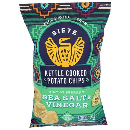 Siete Kettle Cooked Potato Chips Sea Salt & Vinegar - 5.5 Oz Pack of 4