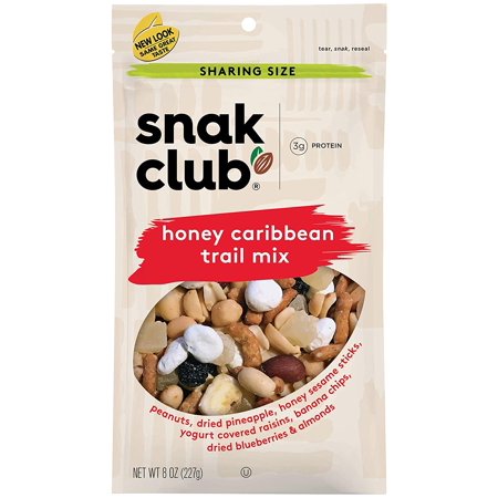Snak Club Honey Caribbean Trail Mix  8 Oz(Pack of 6)