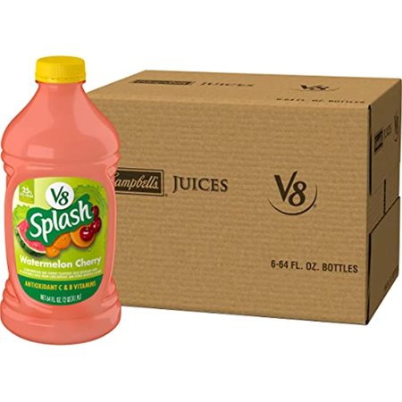 V8 Splash Watermelon Cherry Flavored Juice Beverage  64 Fl Oz Bottle (Pack of 6)