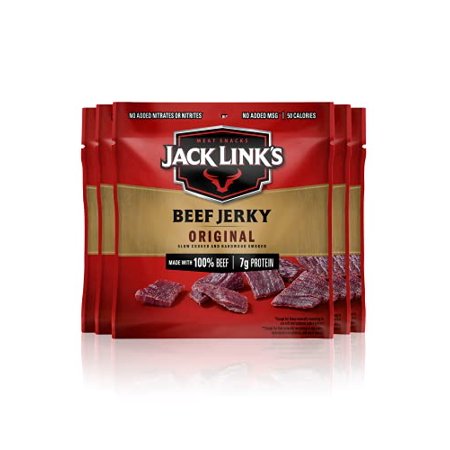 Jack Link S Beef Jerky  5 Count Multipack Bags - Flavorful Meat Snack for Lunches  Ready to Eat - 7g of Protein  Made with Premium Beef - Original  0.