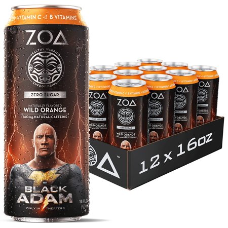 ZOA Zero Sugar Energy Drink - Wild Orange 16 Fl Oz - Healthy Energy Drinks with B Vitamins  Amino Acids  Camu Camu  Electrolytes & Natural Clean Caffe