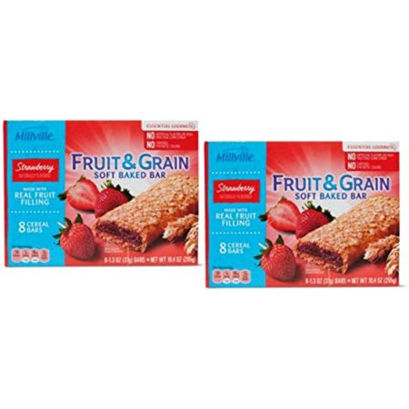 Millville Fruit & Grain Soft Baked Bar Naturally Flavored Real Fruit Filling: Strawberry - 16 Ct.