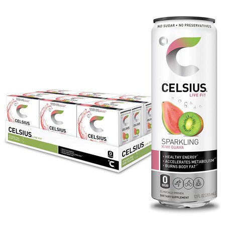 CELSIUS Essential Energy Drink 12 Fl Oz  Sparkling Kiwi Guava (Pack of 24)