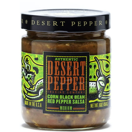 DesertOurnal Pepper Corn Black Bean Roasted Pepper Salsa  Medium 16 Ounce (Pack of 6)