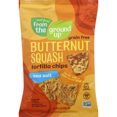 From the Ground up Gluten Free Grain Free Vegan Sea Salt Butternut Squash Tortilla Chips  4.5 Oz [Pack of 12]