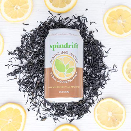 Spindrift Sparkling Water  Half Tea & Half Lemon Flavored  Made with Real Squeezed Fruit  12 Fl Oz Cans  Pack of 24 (Only 5 Calories per Seltzer Water