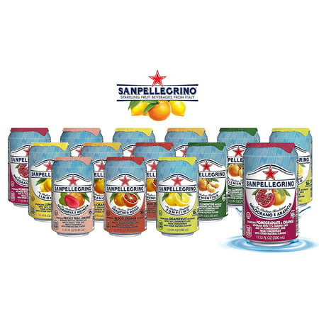 San Pellegrino Sparkling Fruit Beverages - All Flavor Variety Pack (Sampler)  11.15 Fl Oz Cans  Naturally Flavored Sparkling Water | 7 Flavors - Pack 