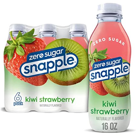 Snapple Zero Sugar Strawberry Kiwi Juice Drink  16 Fl Oz Recycled Plastic Bottles  6 Pack