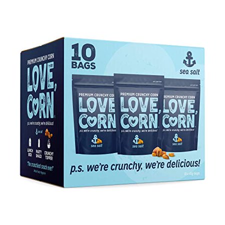 LOVE CORN | Sea Salt Delicious Crunchy Corn | 1.6oz  10 Bags | Low-Sugar  Gluten-Free  Plant Based  Non-GMO