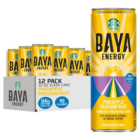Starbucks BAYA Energy  Pineapple Passionfruit  12 Oz 12 Pack Sleek Cans