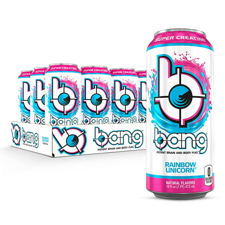 Bang Rainbow Unicorn Energy Drink  0 Calories  Sugar Free with Super Creatine  16 Fl Oz (Pack of 12)