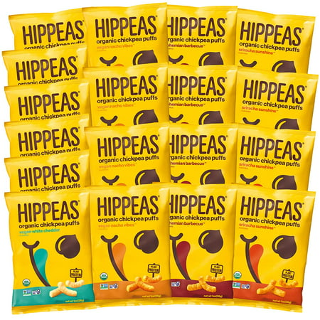 Hippeas Organic Chickpea Puffs Variety Pack | 1 Ounce  18 Count | Vegan  Gluten-Free  Crunchy  Protein Snacks
