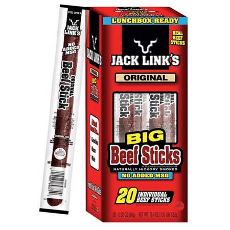 Jack Link S Beef Sticks Original Made with 100& Beef & Spices 6g Protein No Added MSG Snack Meat Stick Great for Snacks Lunchboxes Camping or Any Time