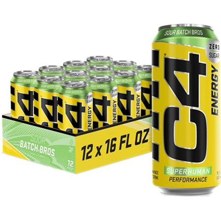 C4 Original Sugar Free Energy Drink | Sour Batch Bros | Pre Workout Performance Drink with No Artificial Colors or Dyes 16 Fl Oz (Pack of 12)
