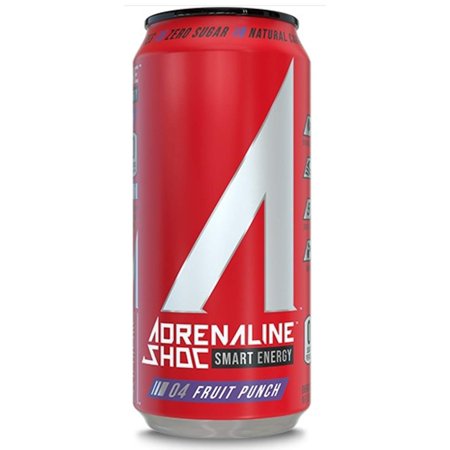 Adrenaline Shoc Smart Energy - Fruit Punch - 16 Fl Oz (Pack of 8)   All Natural  Zero Sugar  Zero Artificial Color  Zero Chemical