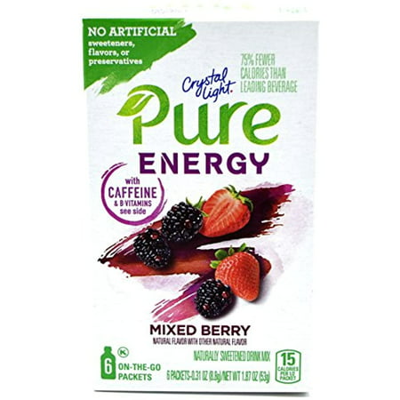 Crystal Light Pure Energy Mixed Berry on the Go Drink Mix  6-Packet Box (4 Box Pack)