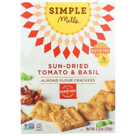 (6 Pack) Simple Mills Crackers  Sun-Dried Tomato & Basil  Almond Flour  4.25 Oz.
