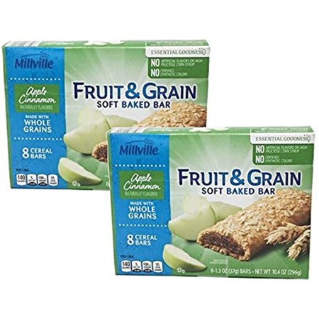 Millville Fruit & Grain Soft Baked Bar Naturally Flavored Real Fruit Filling: Apple Cinnamon - 16 Ct.