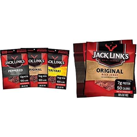 Jack Link’S Beef Jerky Variety Pack & Beef Jerky  Original  0.625 Ounce – Flavorful Meat Snack for Lunches  Ready to Eat – 7G of Protein  Made w