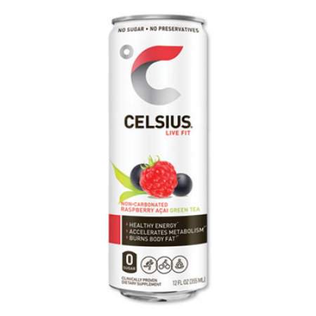 Celsius Live Fit Fitness Drink  Raspberry Acai Green Tea  12 Oz Can  12/Carton (CLL01056)