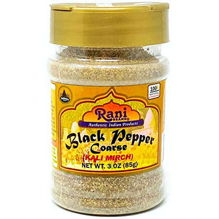 Rani Black Pepper Coarse Ground 28 Mesh (Table Grind)  Premium Indian 3oz (85g) PET Jar ~ All Natural | Vegan | Gluten Friendly | NON-GMO | Kosher