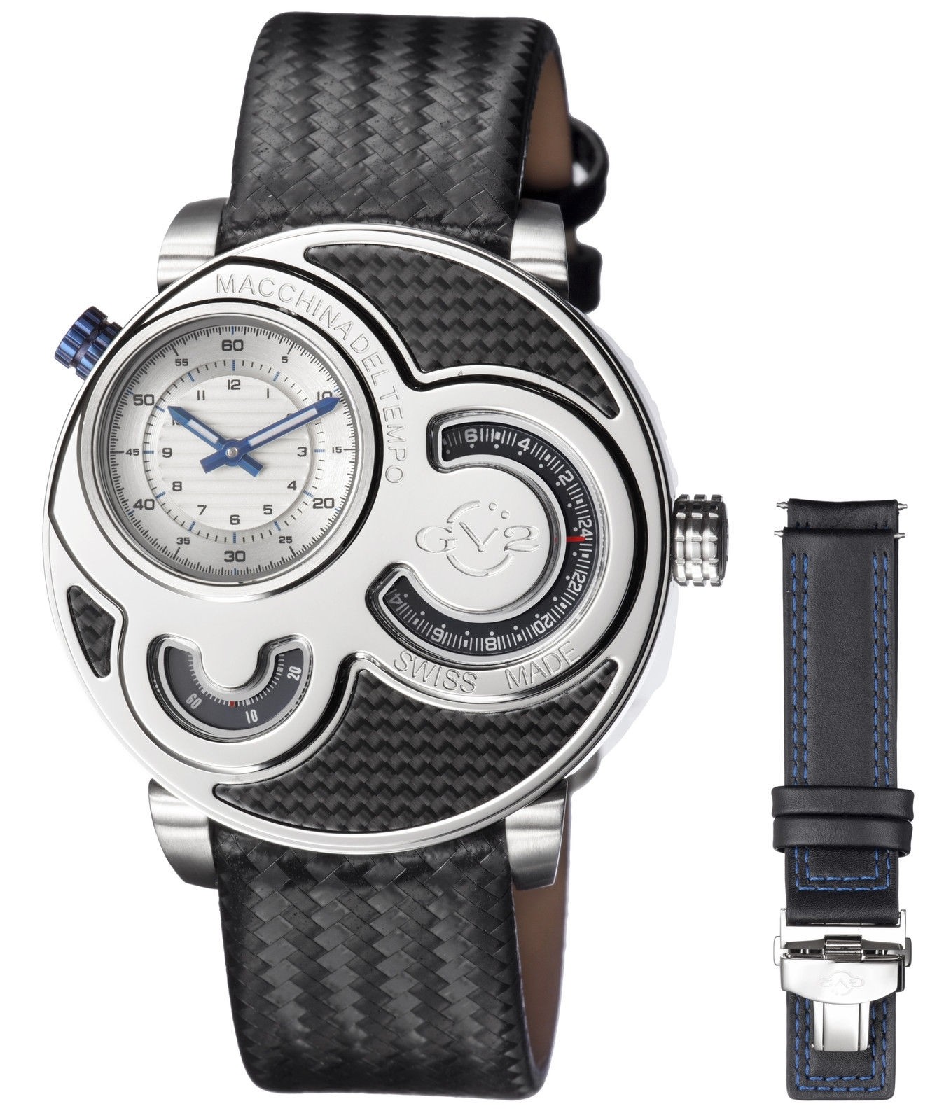 GV2 by Gevril Macchina Del Tempo Silver Dial Mens Watch 8306