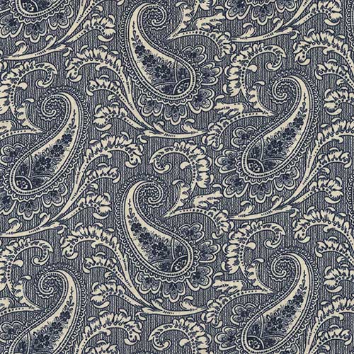 Cream on Blue Paisley La Vie En Bleu Fabric by the Yard