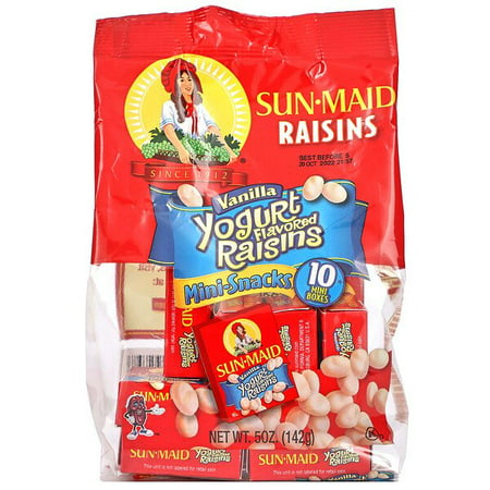 Sun-Maid  Yogurt Flavored Raisins  Mini-Snacks  Vanilla  10 Mini-Boxes  5 Oz Pack of 3