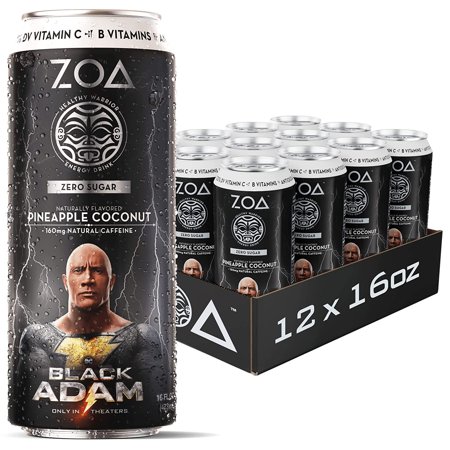 ZOA Zero Sugar Energy Drink - Pineapple Coconut 16 Fl Oz - Healthy Energy Drinks with B Vitamins  Amino Acids  Camu Camu  Electrolytes & Natural Clean