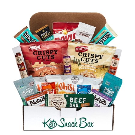 Keto Snack Box (20 Count) - Ultra Low Carb Snacks  Ketogenic Friendly  Gluten Free  Low Sugar - Healthy Keto Gift Box Variety Pack - Protein Bars  Por