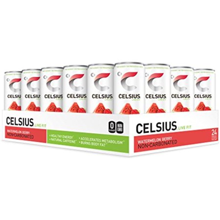 Celsius Sweetened with Stevia Watermelon Berry Non-Carbonated Fitness Drink  Zero Sugar  12Oz. Slim Can  24 Pack
