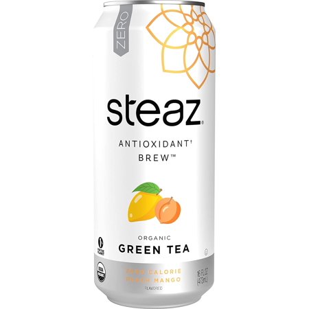 Steaz Green Tea Soda Zero Calorie Iced Green Tea Peach Mango -- 16 Fl Oz Pack of 3