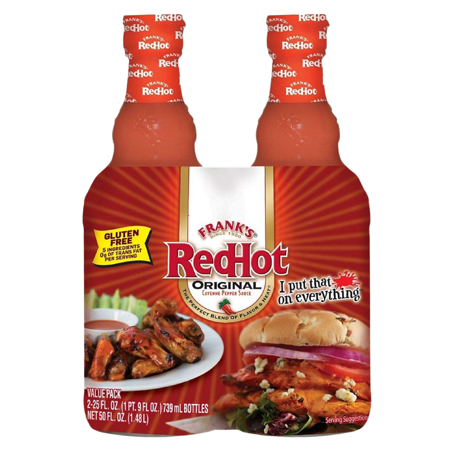 Franks RedHot Original Cayenne Pepper Hot Sauce Condiment with Blend of Flavor and Heat No Calories Fat or Preservatives Great Seasoning for Buffalo W
