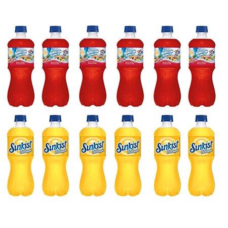 Variety Soft Drinks Pack   20 Oz   Pack of 12 HAWAIIAN PUNCH FRUIT JUICY RED JUICE DRINK   SUNKIST PINEAPPLE