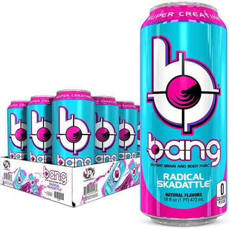 Bang Radical Skadattle Energy Drink  0 Calories  Sugar Free with Super Creatine  16 Fl Oz (Pack of 12)  Bang Energy Drink Deliver a Safe  Sugar-free  