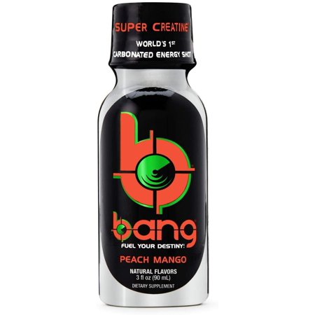 VPX (Vital Pharmaceuticals) Bang Shot  Peach Mango  Carbonated Energy Shot  3 Fl Oz. (12 Drinks)