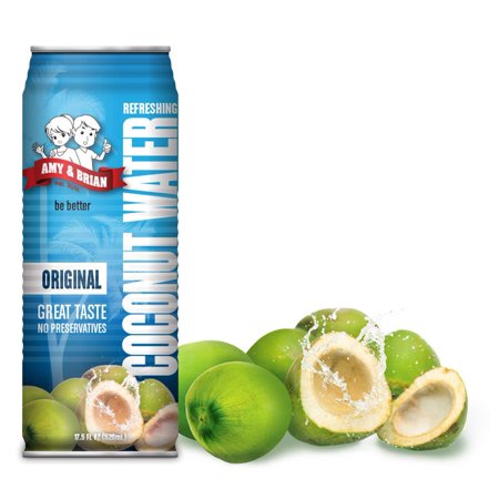 Amy & Brian Non-GMO Coconut Water  Original  17.5 Fl Oz (Pack of 12)