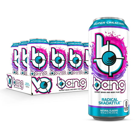 Bang Radical Skadattle Energy Drink  0 Calories  Sugar Free with Super Creatine  16 Fl Oz (Pack of 12)