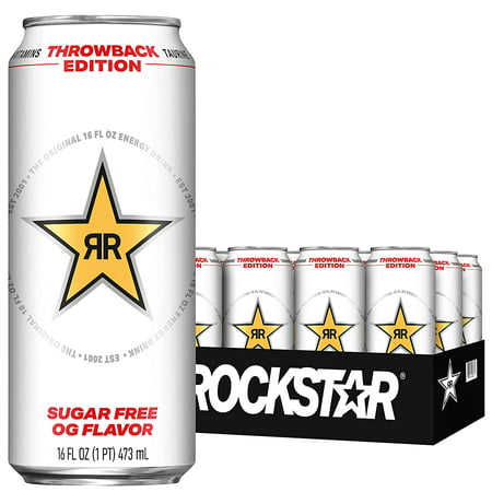 Rockstar Energy Drink  Throwback Edition: O.G. Sugar Free  16 Fl Oz (Pack of 12)