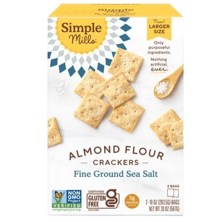 Simple Mills Almond Flour Crackers  20oz. Box  Fine Ground Sea Salt Made with Sunflower & Flax Seeds Gluten-Free  Vegan & Non-GMO Biscuits for Kitchen