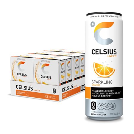 CELSIUS Essential Energy Drink 12 Fl Oz  Sparkling Orange (Pack of 24)