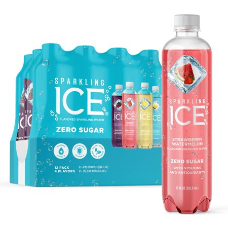 Sparkling Ice Blue Variety Pack  Flavored Sparkling Water  Zero Sugar  with Vitamins and Antioxidants  17 Fl Oz  12 Count (Classic Lemonade  Strawberr