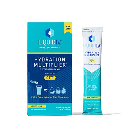 Liquid I.V. Hydration Multiplier - Lemon Lime - Hydration Powder Packets | Electrolyte Drink Mix | Easy Open Single-Serving Stick | Non-GMO | 8 Sticks